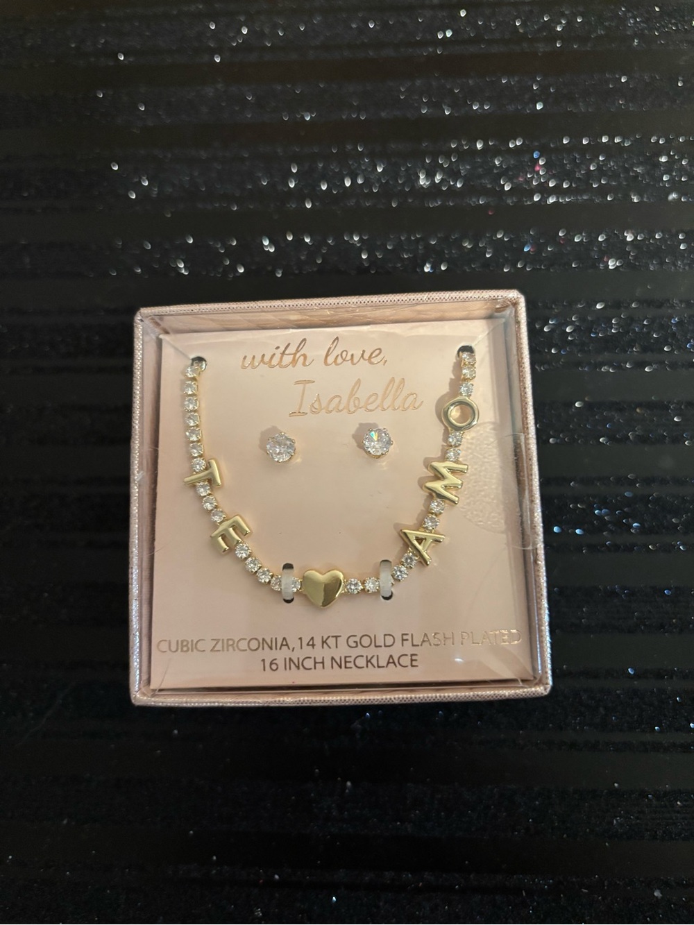 NWT Personalized Gold-Tone 'Love' Letter Necklace and Stud Earrings Set